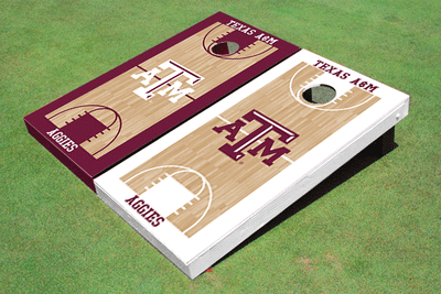 Texas A&M Alternating Basketball Court Custom Cornhole Board