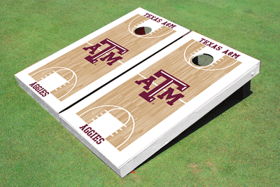 Texas A&M White Matching Basketball Court Custom Cornhole Board