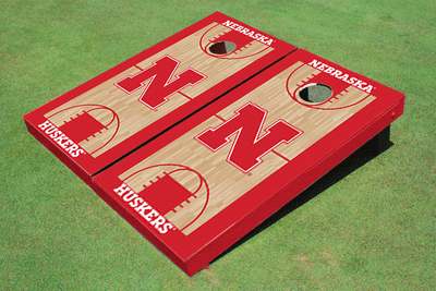 University of Nebraska Red Matching Basketball Court Custom Cornhole Board