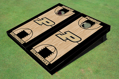 Purdue University Black Matching Basketball Court Custom Cornhole Board