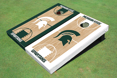 Michigan State University Alternating Basketball Court Custom Cornhole Boards