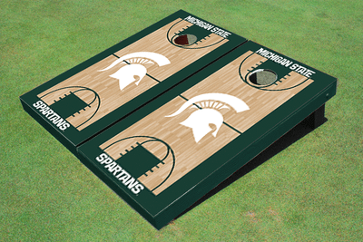 Michigan State University Hunter Matching Basketball Court Custom Cornhole Boards