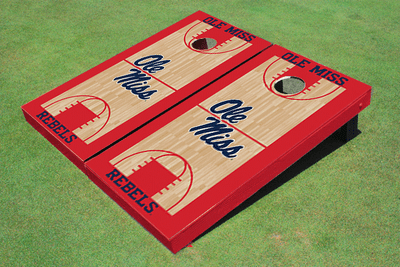 University Of Mississippi Red Matching Basketball Court Custom Cornhole Boards University Of Mississippi Red Matching Basketball Court Custom Cornhole Boards
