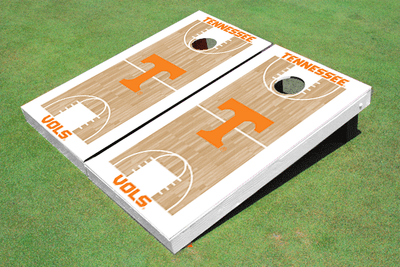 University Of Tennessee White Matching Basketball Court Custom Cornhole Boards