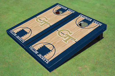 Georgia Tech Navy Matching Basketball Court Custom Cornhole Boards