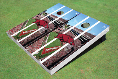 University Of Arkansas Stadium Long Stripe Themed Cornhole Boards