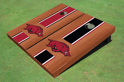 University Of Arkansas Rosewood Alternating Long Stripe Cornhole Boards