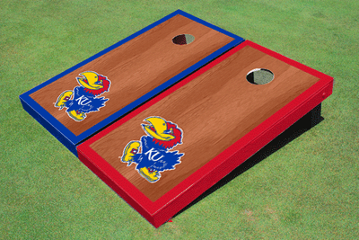 University Of Kansas Jayhawks Rosewood Alternating Border Cornhole Boards University Of Kansas Jayhawks Rosewood Alternating Border Cornhole Boards