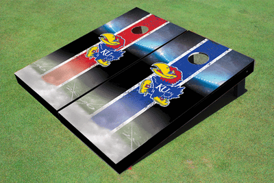 University Of Kansas Jayhawks Field Long Stripe Alternating Themed Cornhole Boards
