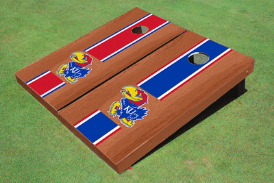 University Of Kansas Jayhawks Rosewood Alternating Long Stripe Cornhole Boards