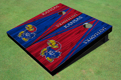 University Of Kansas Jayhawks Alternating Wood Look Triangle Cornhole Boards