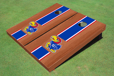 University Of Kansas Jayhawks Royal Blue Rosewood Matching Long Stripe Cornhole Boards