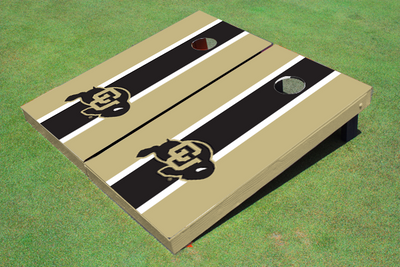 University of Colorado Black and Gold Matching Long Stripe Cornhole Boards University of Colorado Black and Gold Matching Long Stripe Cornhole Boards