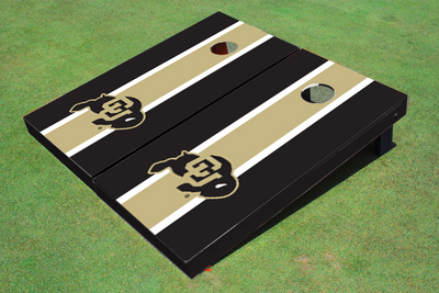 University of Colorado Gold and Black  Matching Long Stripe Cornhole Boards University of Colorado Gold and Black  Matching Long Stripe Cornhole Boards