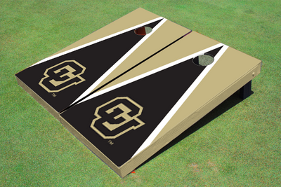 University of Colorado "CU" Black and Gold Matching Triangle Cornhole Boards University of Colorado "CU" Black and Gold Matching Triangle Cornhole Boards