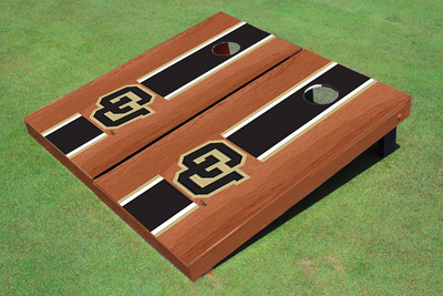 University of Colorado "CU" Black Rosewood Matching Long Stripe Cornhole Boards University of Colorado "CU" Black Rosewood Matching Long Stripe Cornhole Boards