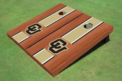 University of Colorado "CU" Gold Rosewood Matching Long Stripe Cornhole Boards University of Colorado "CU" Gold Rosewood Matching Long Stripe Cornhole Boards
