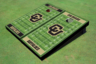 University of Colorado "CU" Black Alternating Football Field Custom Cornhole Boards