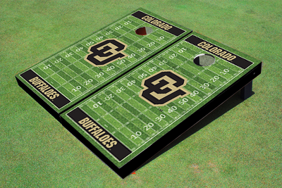 University of Colorado "CU" Black Matching Football Field Custom Cornhole Boards University of Colorado "CU" Black Matching Football Field Custom Cornhole Boards