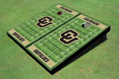 University of Colorado "CU" Gold Matching Football Field Custom Cornhole Boards University of Colorado "CU" Gold Matching Football Field Custom Cornhole Boards