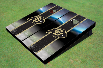 University of Colorado Field Long Stripe Matching Black Themed Cornhole Boards University of Colorado Field Long Stripe Matching Black Themed Cornhole Boards