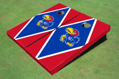 University Of Kansas Jayhawks Royal Blue and Red Matching Diamond Cornhole Boards University Of Kansas Jayhawks Royal Blue and Red Matching Diamond Cornhole Boards