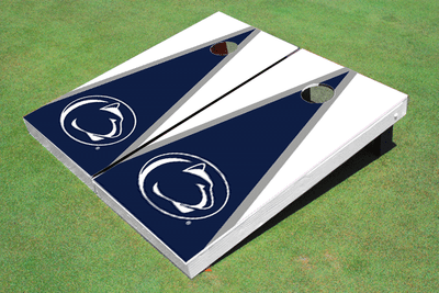 Penn State University Nittany Lions Navy Blue and White Matching Triangle Cornhole Boards Penn State University Nittany Lions Navy Blue and White Matching Triangle Cornhole Boards