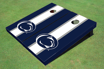Penn State University Nittany Lions  White and Navy Blue Matching Long Stripe Cornhole Boards