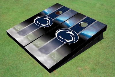 Penn State University Nittany Lions Field Long Stripe Matching Navy Blue Themed Cornhole Boards Penn State University Nittany Lions Field Long Stripe Matching Navy Blue Themed Cornhole Boards