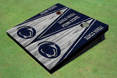 Penn State University Nittany Lions  White and Navy Blue Matching Wood Look Triangle Cornhole Boards Penn State University Nittany Lions  White and Navy Blue Matching Wood Look Triangle Cornhole Boards