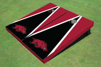 University Of Arkansas Black and Maroon Matching Triangle Cornhole Boards
