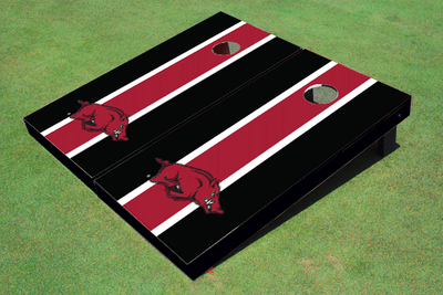 University Of Arkansas Maroon and Black Matching Long Stripe Cornhole Boards