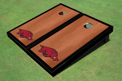 University Of Arkansas Black Rosewood Matching Borders Cornhole Boards