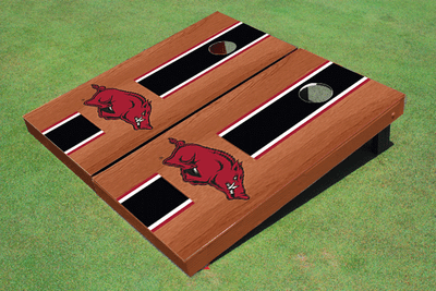 University Of Arkansas Black Rosewood Matching Long Stripe Cornhole Boards