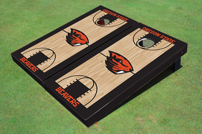 Oregon State University Black Matching Basketball Court Custom Cornhole Board