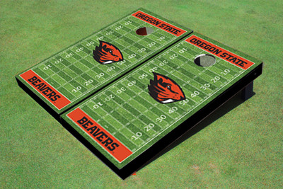 Oregon State University Orange Matching Football Field Custom Cornhole Boards