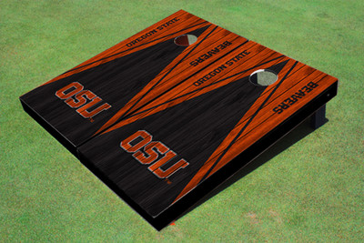 Oregon State University "OSU" Black and Orange Matching Wood Look Triangle Cornhole Boards Oregon State University "OSU" Black and Orange Matching Wood Look Triangle Cornhole Boards