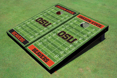 Oregon State University "OSU" Alternating Football Field Custom Cornhole Boards