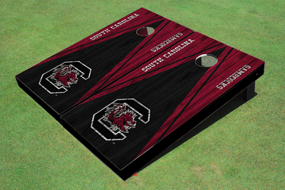 University Of South Carolina Black and Garnet Matching Wood Look Triangle Cornhole Boards