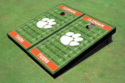 Clemson University Orange Matching Football Field Custom Cornhole Boards