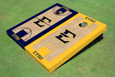 East Tennessee State University E Alternating Basketball Court Custom Cornhole Boards