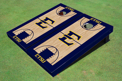 East Tennessee State University E Navy Matching Basketball Court Custom Cornhole Boards East Tennessee State University E Navy Matching Basketball Court Custom Cornhole Boards