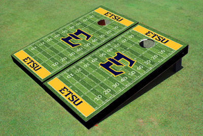 East Tennessee State University E Yellow Matching Football Field Custom Cornhole Boards East Tennessee State University E Yellow Matching Football Field Custom Cornhole Boards