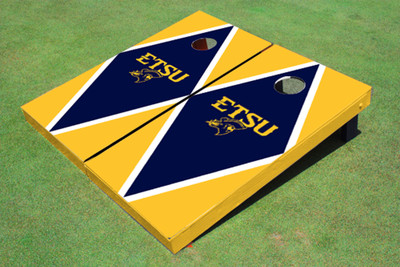 East Tennessee State University ETSU Navy and Yellow Matching Diamond Cornhole Boards