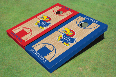 University Of Kansas Jayhawks Alternating Basketball Court Custom Cornhole Board University Of Kansas Jayhawks Alternating Basketball Court Custom Cornhole Board