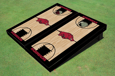 University Of Arkansas Black Matching Basketball Court Custom Cornhole Board