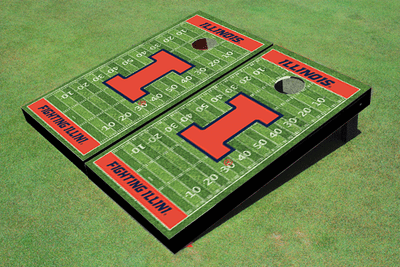 University of Illinois Orange Matching Football Field Custom Cornhole Boards University of Illinois Orange Matching Football Field Custom Cornhole Boards