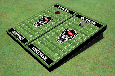 NC State University Black Matching Football Field Custom Cornhole Boards