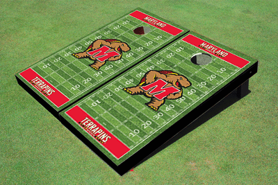 University of Maryland Red Matching Football Field Custom Cornhole Boards