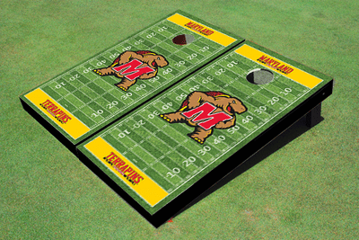 University of Maryland Yellow Matching Football Field Custom Cornhole Boards University of Maryland Yellow Matching Football Field Custom Cornhole Boards